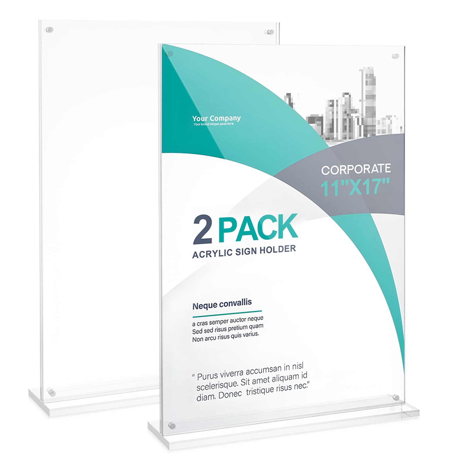 Photo 1 of Truxwal 11x17 Acrylic Sign Holder Table Top with Magnetic Corners, 2-Pack – Quick Change Display Stand for Menus, Posters and Ads, Restaurant, Office, Events, Retail, Large Size