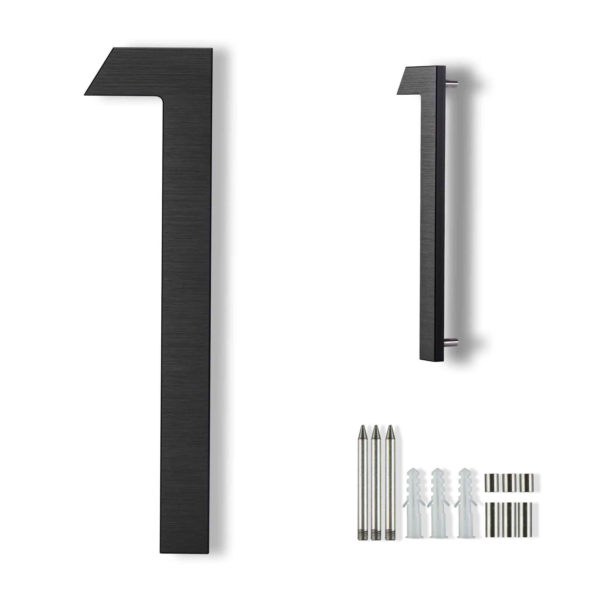 Modern House Numbers For Outside 20cm,Metal Large house Numbers for Outside Black, Outdoor Floating Flush Mount Vertical Horizontal Aluminum Home Address Numbers 1