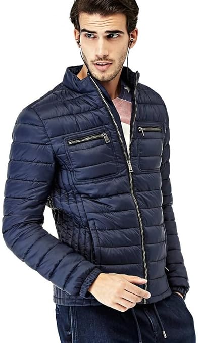 Chaquetas Guess Slim Fit Puffer Hombre Azules Oscuro En Chaqueta