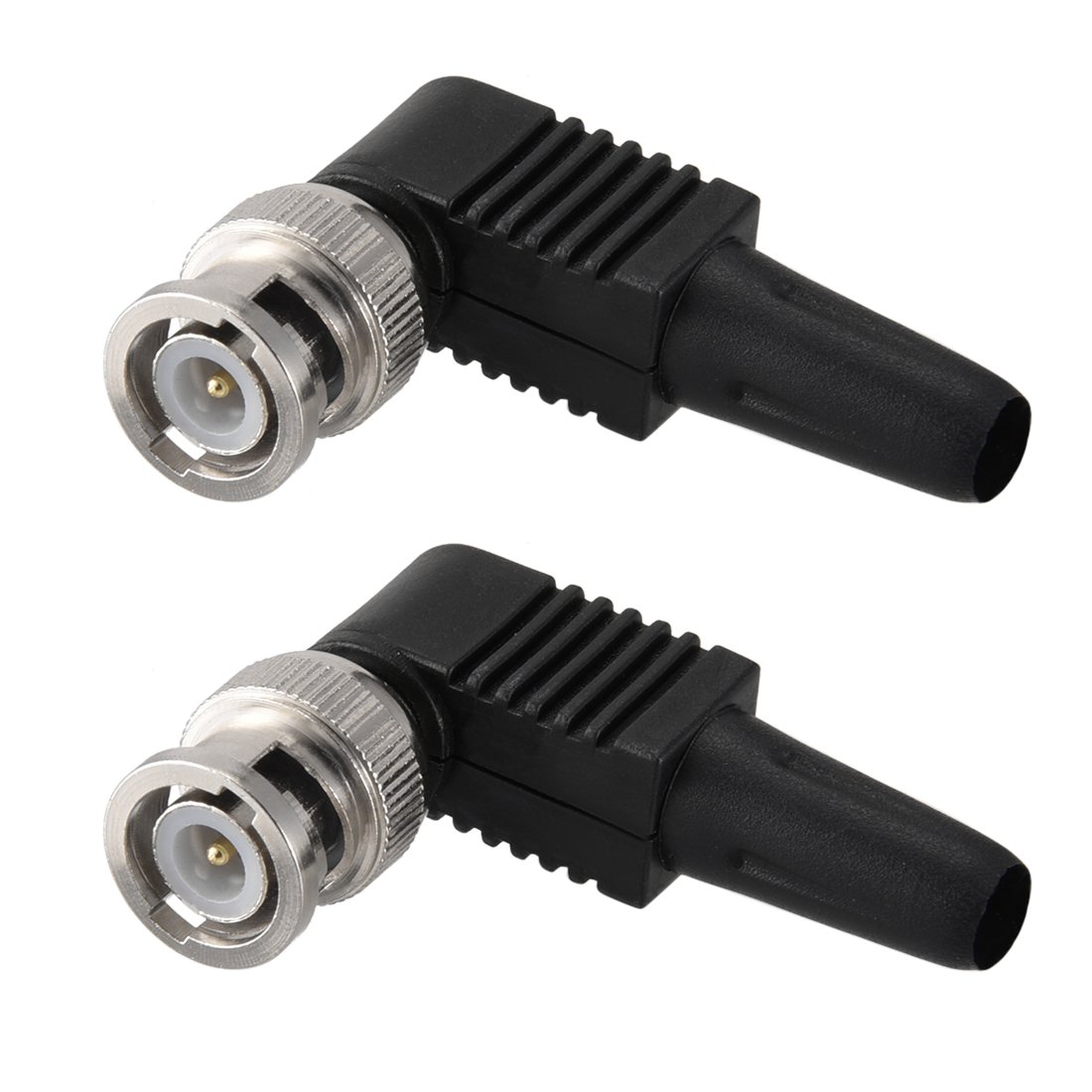 sourcingmap BNC Male Coaxial Connectors Screw-lock Terminal Right Angle for CCTV Home Security RG59 Video Transmission Coax Cables 2pcs