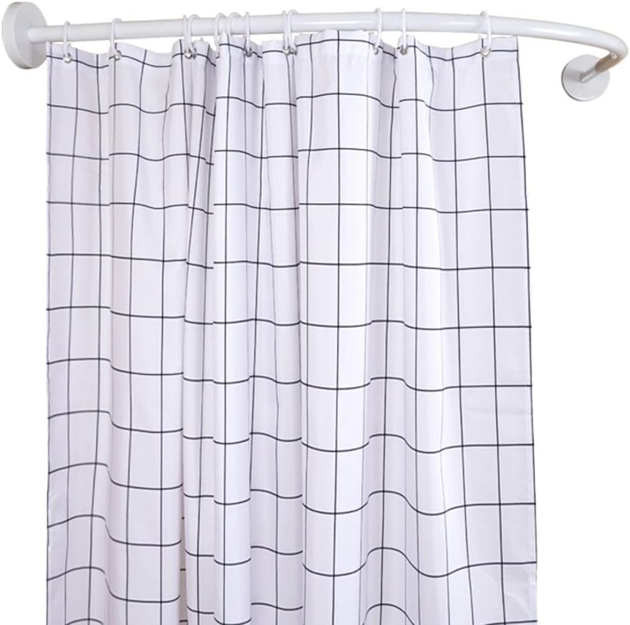 Shower curtain rod Non-slip Stainless Steel/Free Drilling/Bathroom Towel Rack/Shower Bath Rod/L-shaped Shower Curtain Pole White(8 Bathroom products (Size : 85 * 85CM)