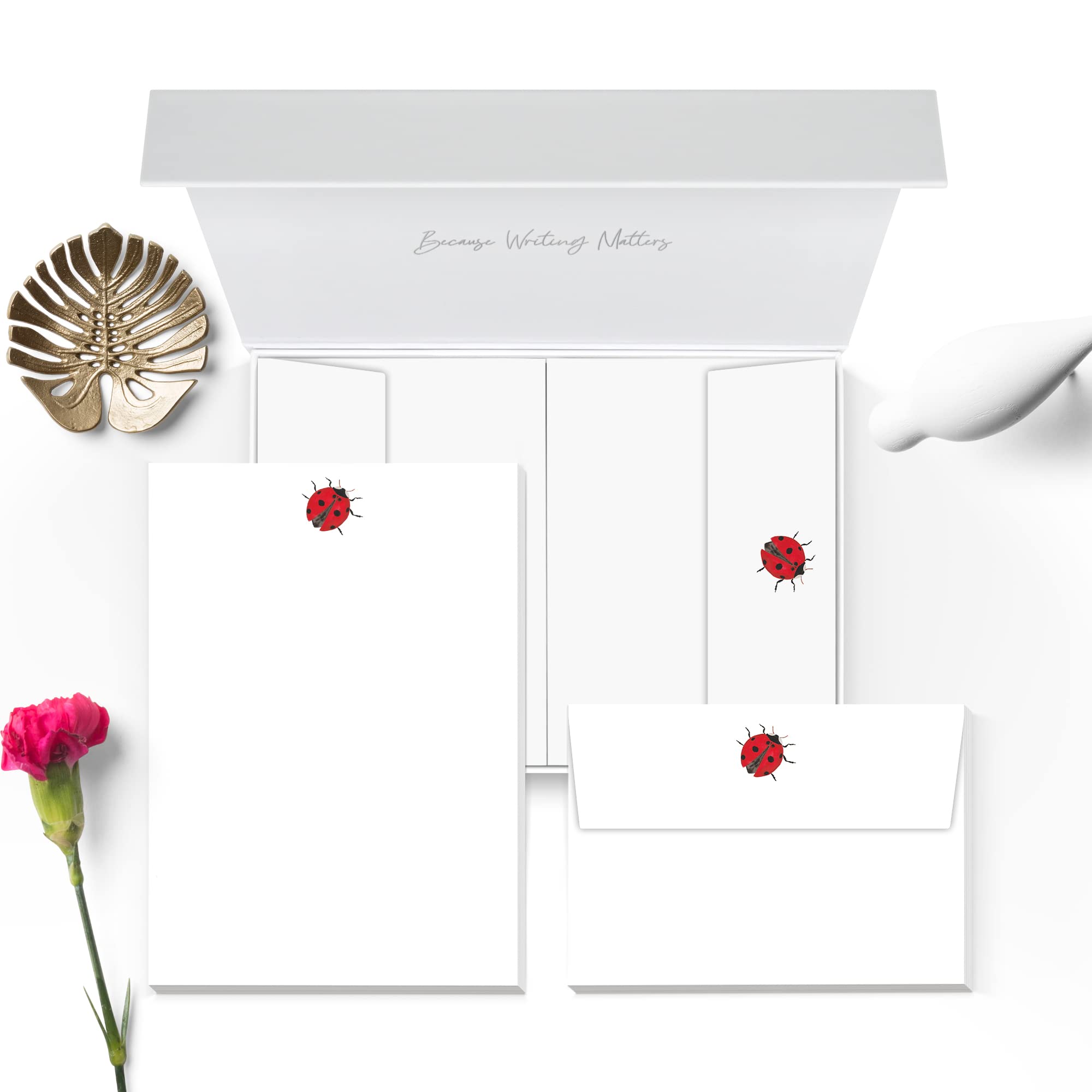 Me Loovely Ladybird Letter Writing Paper and Envelopes Set Stationary A5 Size Papers Letters Writing Supplies | Christmas Gifts (20 Letters & 20 Envelopes in Custom Gift Box)