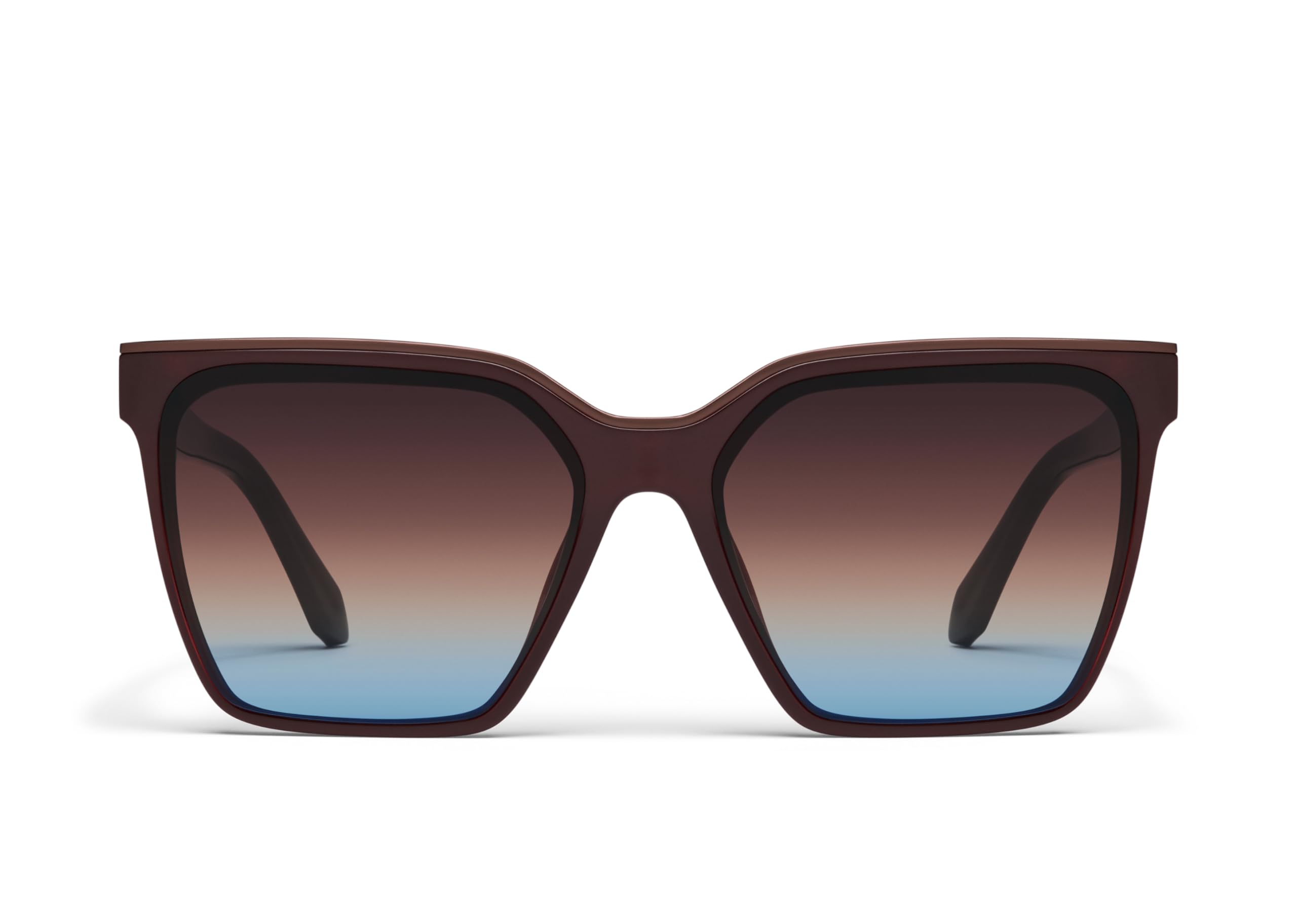 Quay Level Up Square Unisex Shades with UV Protected Lenses, Chocolate/Brown Blue, Large Image