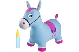 INPANY Bouncy Horse Hopper - Inflatable Jumping Horse, Ride on Rubber Bouncing Animal Toys for Kids/Toddlers/Children/Boys/Girls (Pump Included)