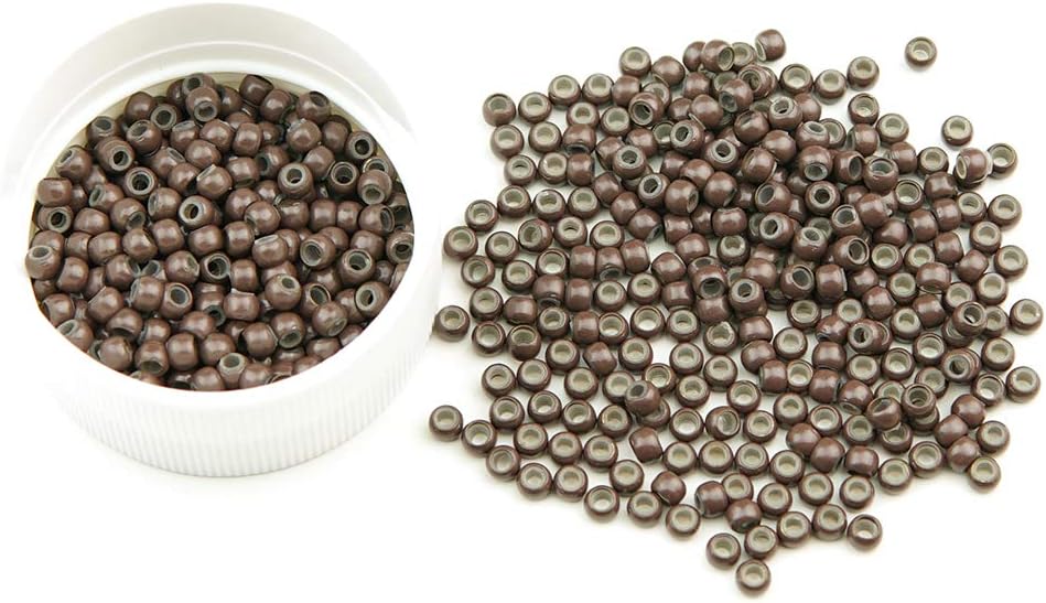 KOCONI 1000 Pcs Nano Rings 3mm Hair Extension Beads - Silicone Lined Micro Beads for Nano Rings #5 Brown, Nano Silicone 1000 PCS - Image 4