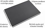 Artgecko Mixed Media Sketch Book A4 Landscape 80 Pages 150gsm White Paper view 3