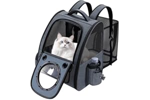 Bubble Cat Backpack Carrier, Expandable Cat Carrier Backpack,Breathable Pet Backpack for Medium Cat,Kitten and Small Puppy, L