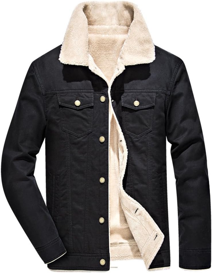 Xinga Men's Fur Fleece Lined Winter Jacket Cotton Jacekt Jeans Jacket Casual For Winter Spring Autumn