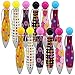Jiulyning Cute Retractable Bowling Style Mini Ballpoint Pens, 0.7 mm Blue Ink, Colorful Pen Shell, Pack of 12