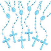 NCPLYGOU 100 Pcs Plastic Rosary Bulk, 17 Inch Plastic Rosary, Church Prayer Beads Catholic Necklace Easter Gifts