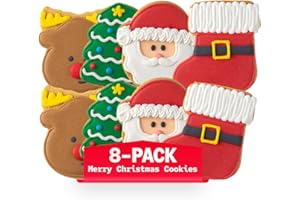 WANDERCRUMB | Christmas Cookies for Kids & Adults | Hand-Decorated Sugar Cookies Gift Set – 8 Pack, Individually Wrapped | Christmas Cookie Boxes, Holiday Gift Baskets, Cookie Boxes