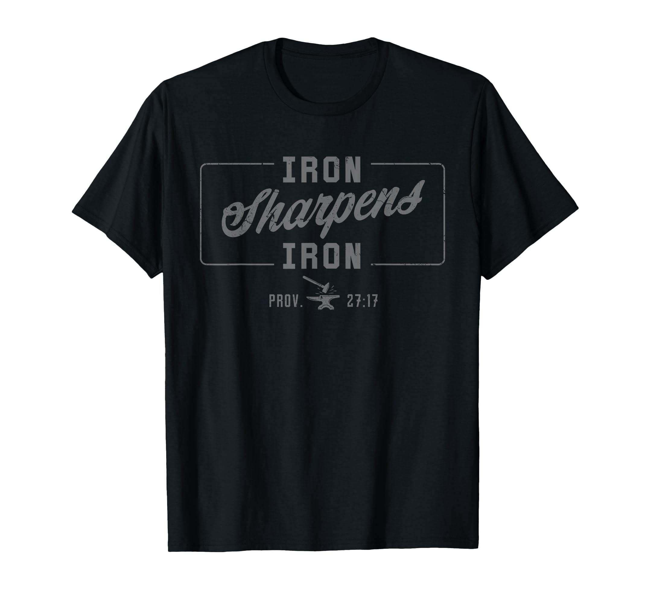 Photo 1 of Iron Sharpens Iron Christian Men Bible Scripture Gym Workout T-Shirt