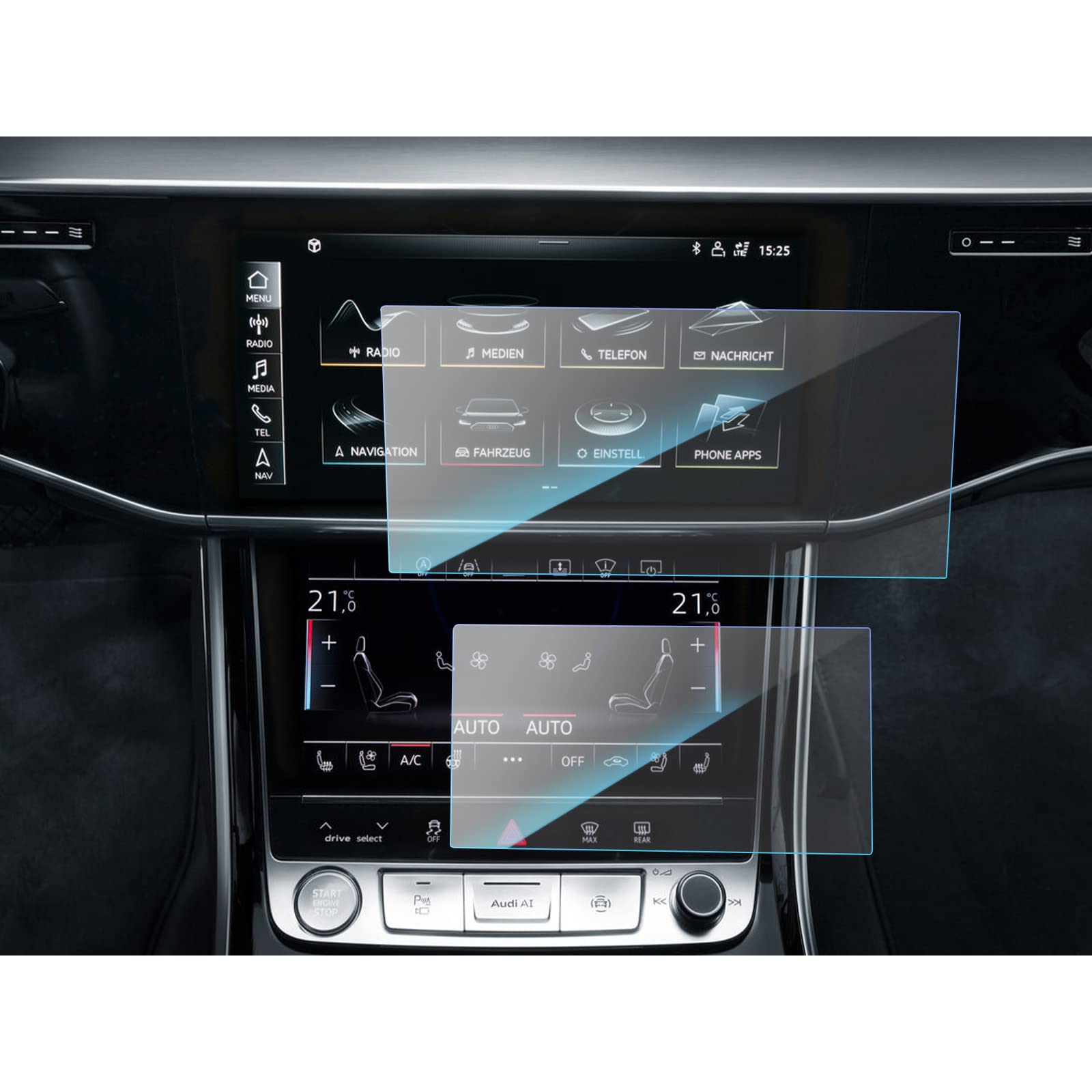 SKTU Screen Protector Compatible with Audi A6 / A7 C8 2019-2023 2024 Tempered Glass Scratch-Resistant Anti-Fingerprint (MMI 10.1 Inch + Front A/C 8.6 Inch)