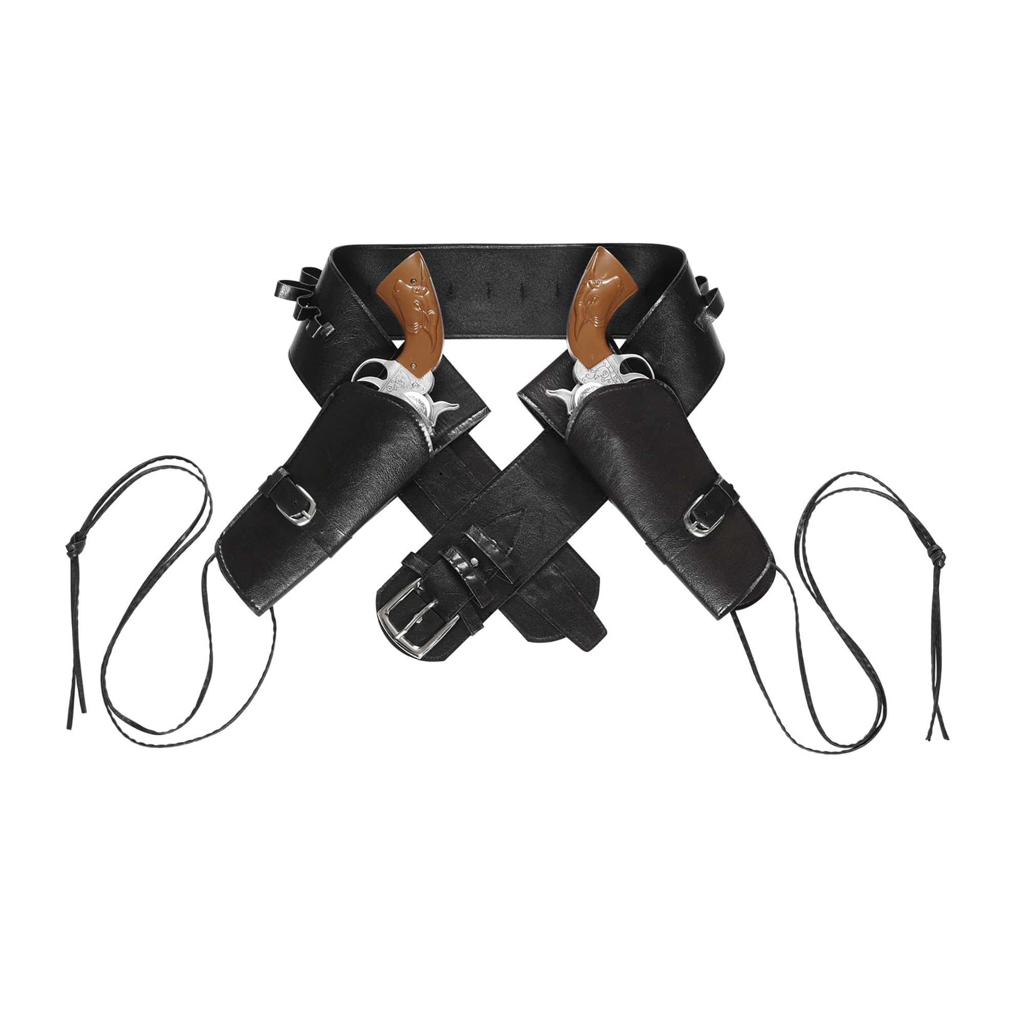 W WIDMANN MILANO Party Fashion - Western Belt in Faux Leather with Double Holster, Adult Unisex, Cowboy, Wild West, American, Carnival, Theme Parties, Black