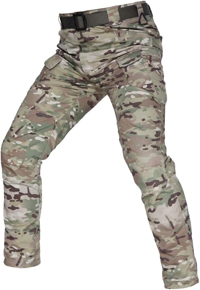 WanYangg Multi-Pocket Hiking Trousers Mens Walking Trousers Zip Off Quick Dry Camouflage Cargo Combat Army Pants Outdoor Pants for Climbing Camping Leisure Trekking Hunting