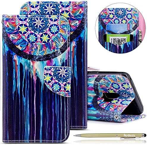 Leather Case for Samsung Galaxy S9 Plus,Samsung Galaxy S9 Plus Wallet Case,Samsung Galaxy S9 Plus Shockproof Case,Herbests 3D Butterfly Flower Panda Animal Pattern Printed Ultra Thin Slim Leather Flip Case Flip Cover with [Kickstand] Stand Function [Soft Silicone Inner] Magnetic Closure Card Holder and ID Slot Slim Flip Protective Skin Cover Premium Leather Folio Case Flip Wallet Cover for Samsung Galaxy S9 Plus + 1 x Gold Stylus Pen,Wind Chimes