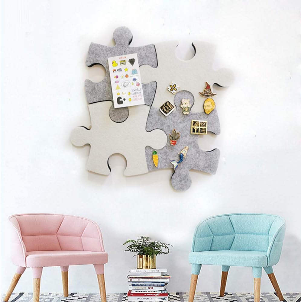 Felt Cork Board Tiles, Set of Wall Bulletin Board Puzzle Shape Pin Board w/Self Adhesive to Keep Memories Photos Memos Display Board Pads Pictures Drawing Goals Notes Colorful Foam Wall Decorative