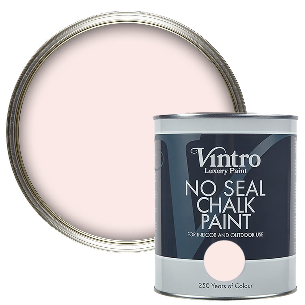 Vintro | No Seal Chalk Paint | hint of Pink | Interior & Exterior Use | Furniture | Walls | Wood | Metal | 1 Litre (Candyfloss)