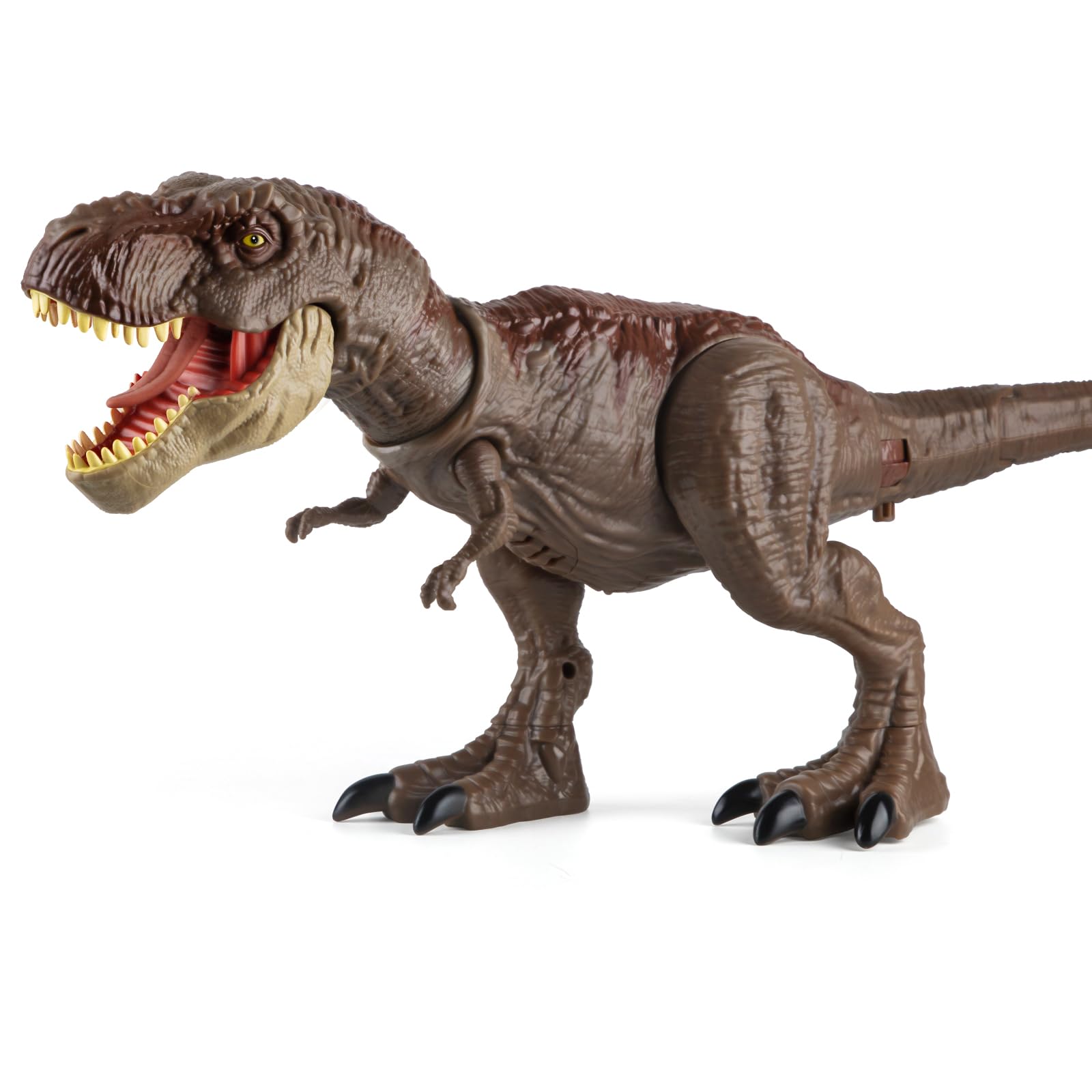 Photo 1 of Tyrannosaurus Rex Action Figure Toy - Continuing Head Strike T Rex Dinosaur Toy with Roar & Light Up, Neck Attack, Tail Flick Attack, Movable Jaws and Limbs, Dinosaur Toys for Kids 3-5 6 7 8