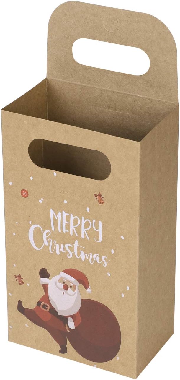 Qchomee 12 Packs Paper Candy Gift Boxes Kraft Cookie Treat Bags Christmas Party Favor Bags Sweets Gift Wrapping Box Goodies Present Bag 4’’x2.6’’x6.9’’ for Kids Xmas Party Supplies - Image 3