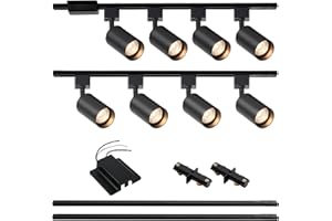Hiiglxii 8-Light LED Track Lighting Kit with 6.6FT H Track Lighting Rails & Floating Canopy Connector, GU10 Track Light Kit, Modern Kitchen Track Lighting Fixtures Ceiling Spot Light, Black (No Bulbs)