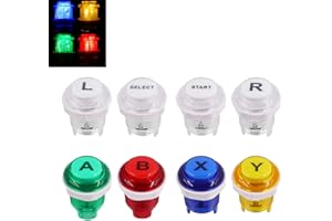 SJ@JX 8 PCS Arcade Game LED Push Buttons with Cherry MX Mechanical Keyboard Microswitch Logo X Y Start Select for PC MAME Raspberry Pi Mix Color