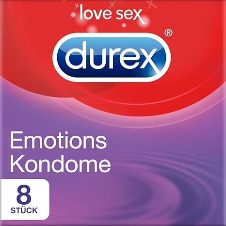 Durex Emotions Kondome – Hauchzarte Kondome mit extra Gleitgelbeschichtung für ein seidiges Gefühl beim Sex – 8er Pack (1 x 8