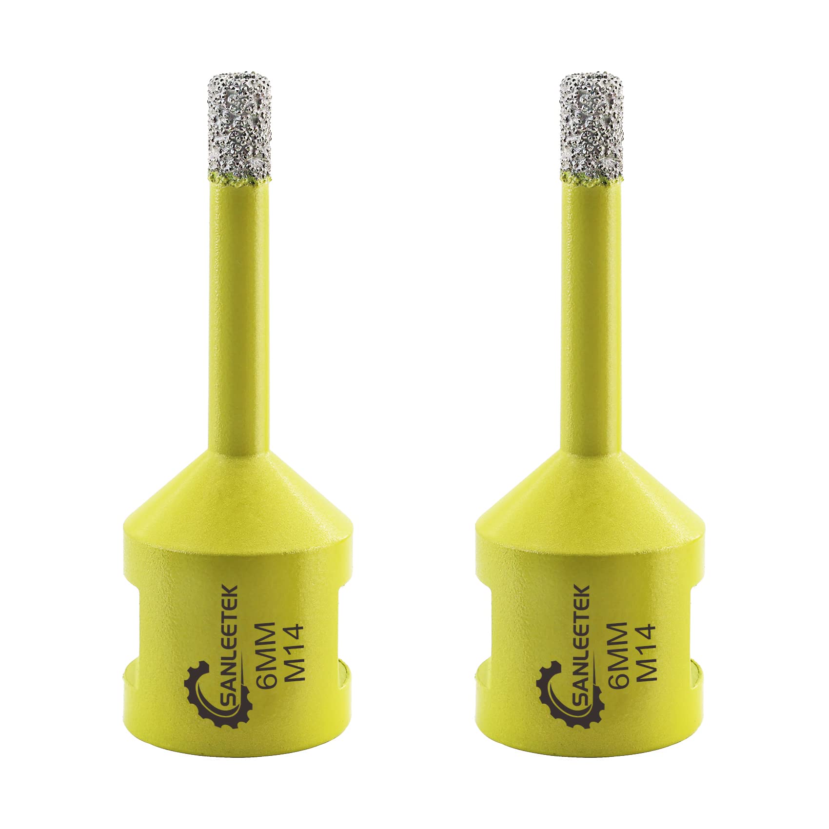 Diamond Tile Drill Bits 2pcs 6mm SANLEETEK Vacuum Brazed Diamond Hole Saw for Ceramic Porcelain Marble Granite M14 Thread