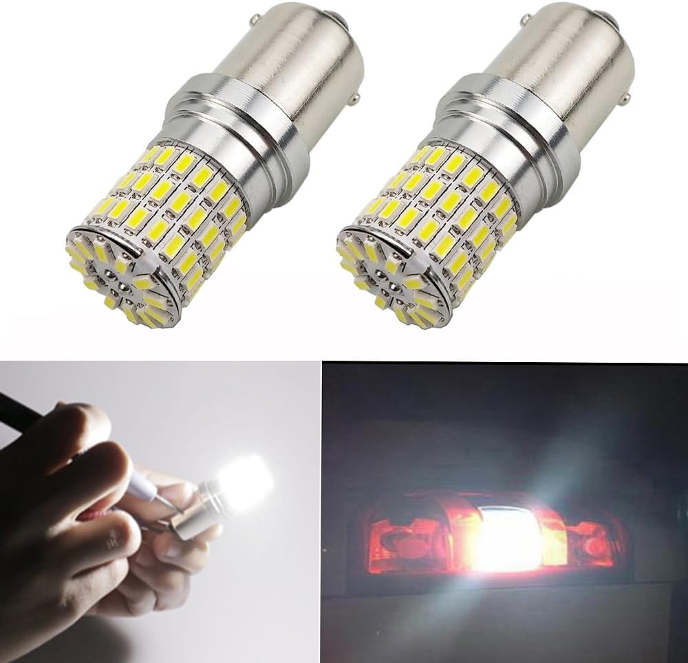 2 Pcs of Newest 9-30V 66SMD 3014 Chipsets BrakeTUESTOP Lights 1156 1141 1003 BA15S LED Bulbs Replacement for Tail Brake Stop Lights, Pure White