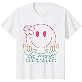 Aloha Hawaiian Cute Smile Face Shaka Hibiscus Kids Girls T-Shirt