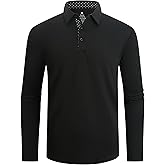 SAMERM Men's Long Sleeve Golf Shirts Casual Polo Shirts for Men Performance Collar Shirts Workwear Office