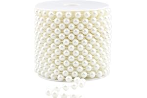 ADASBRIDAL 8mm Pearls for Crafting, 33 Feet Fake Pearl Beads String Beaded Garland Roll Stand Decorative for Party Wedding Valentine Christmas Tree, Ivory