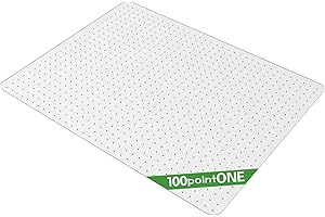 100pointONE Office Chair Mat for Low Pile Carpet- 46" x 60" Studded Desk Chair Mat for Carpeted Floors, Clear Carpet Protector Mat for Office Chair On Carpet