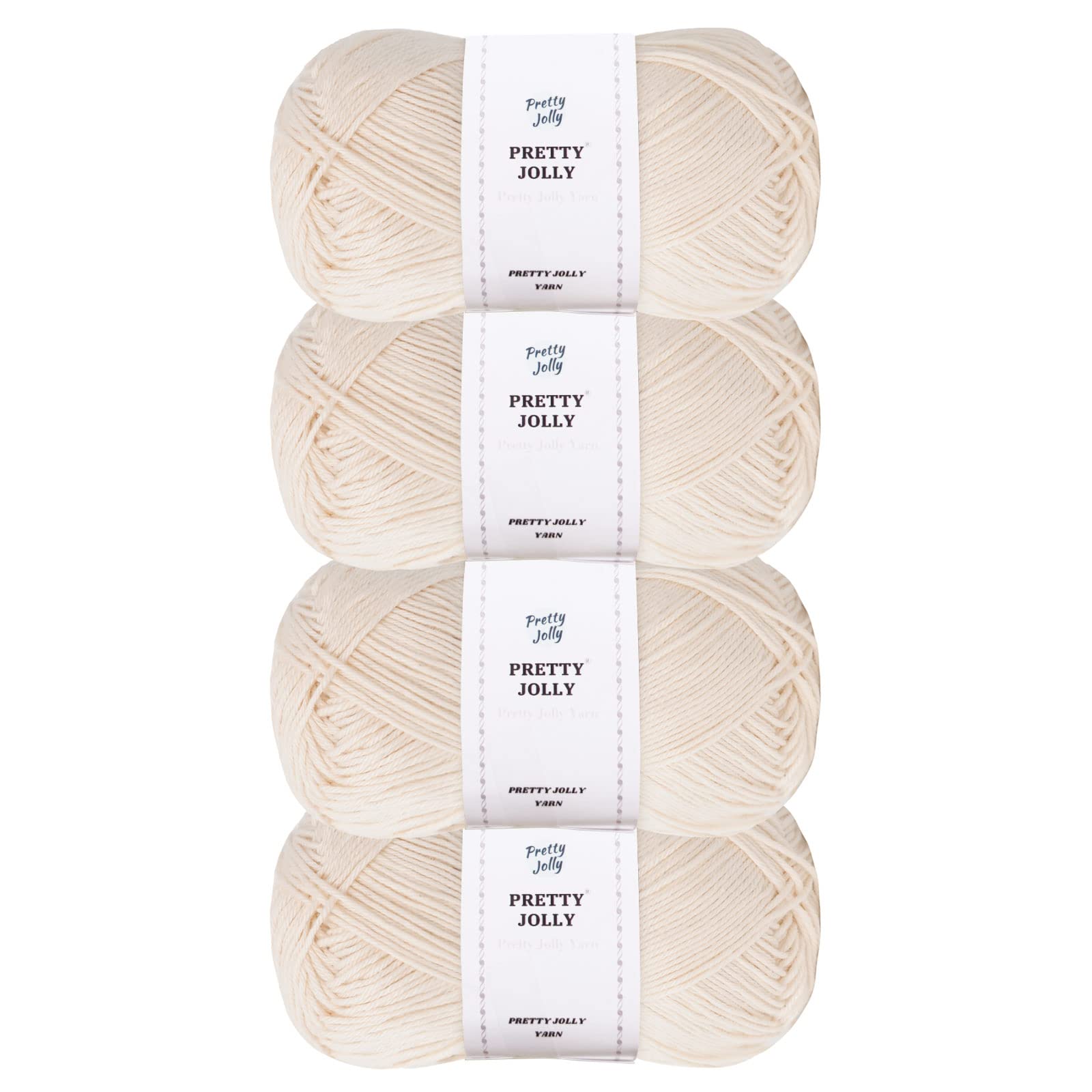 Pretty Jolly 4 Skeins Soft Baby Yarn, 100% Cotton, Crochet & Knitting, 4 Ply, Fingering Weight, Blanket Yarn for DIY Craft Total Length 4×160m/4×50g (Skin)
