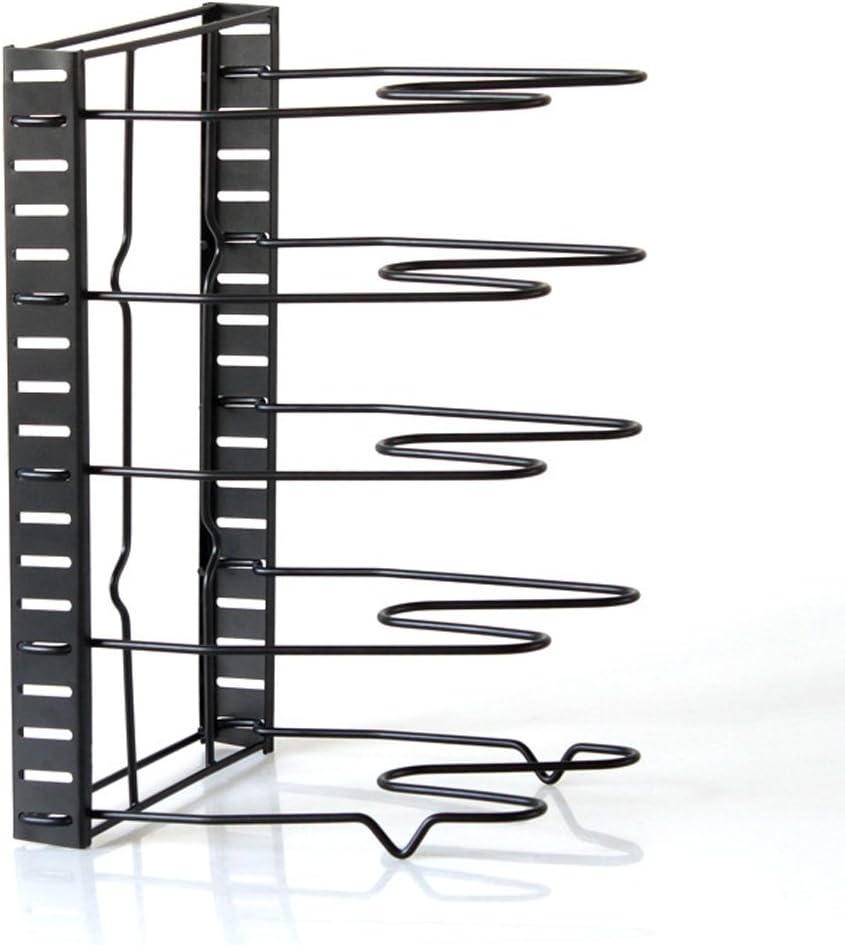 Pan Organizer Rack Onmexto Pot Lid Cookware Holders with Adjustable Dividers for Kitchen Cabinet Countertop and Pantry Black