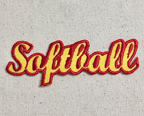 Softball - Yellow/Red - Sports - Words/Names - Iron on Applique/Embroidered Patch