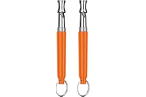 DIZU Dog Whistle, Dog Training Whistle with Lanyard, 2 Pcs Adjustable Ultrasonic Silent Dog Recall Whistles, Professional Dog Whistle to Stop Barking Neighbors Dog (Orange)