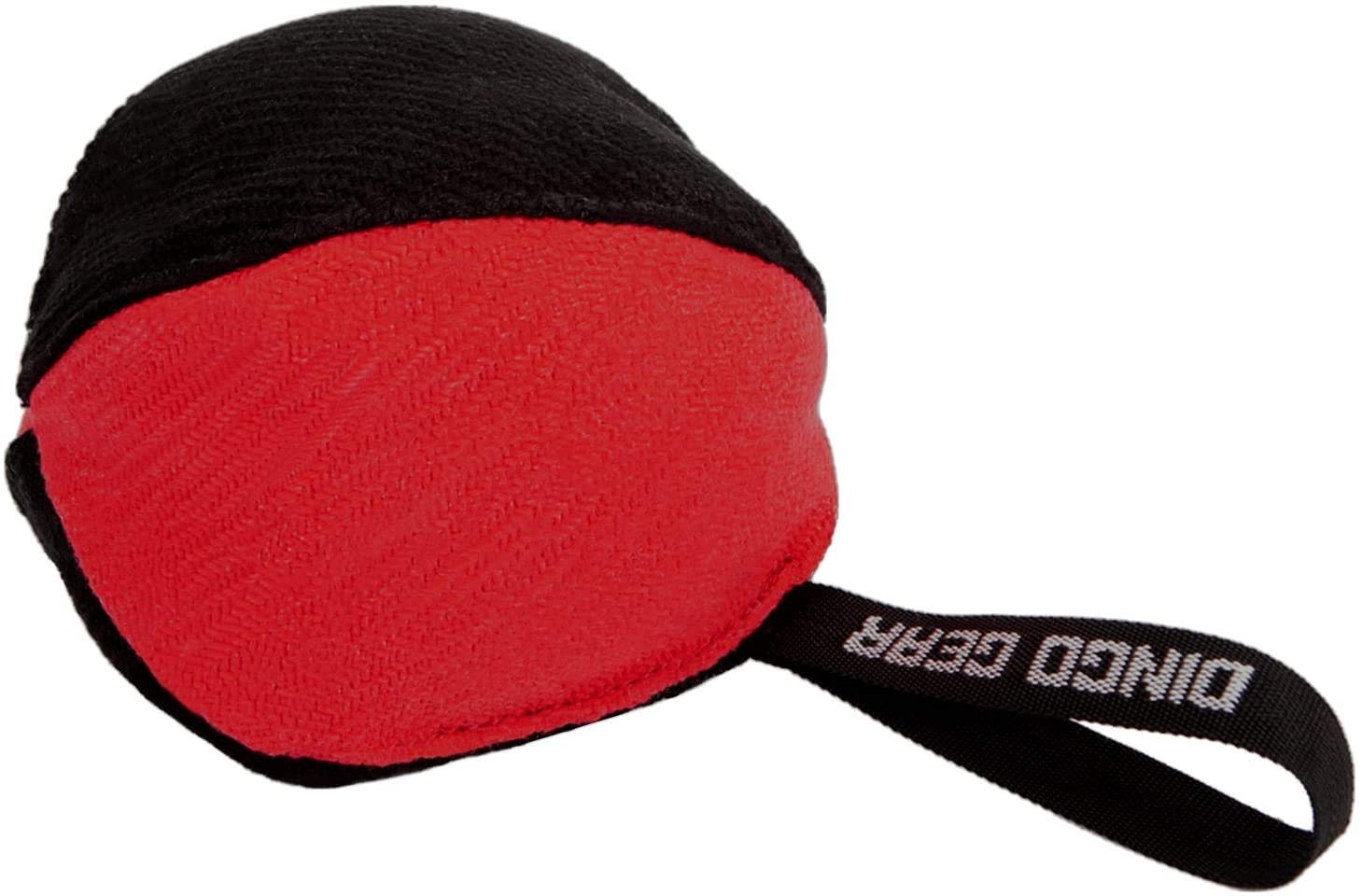 DINGO GEAR Professional Tug Toy Strong Handle for Heavy Duty Training IGP Dog Sports Play Hand Sewn French Material Dog Ball Ø 16 cm - Black and Red S02781