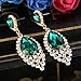 BriLove Wedding Bridal Dangle Earrings for Women Crystal Teardrop Cluster Beads Chandelier Earrings Emerald Color Gold-Toned