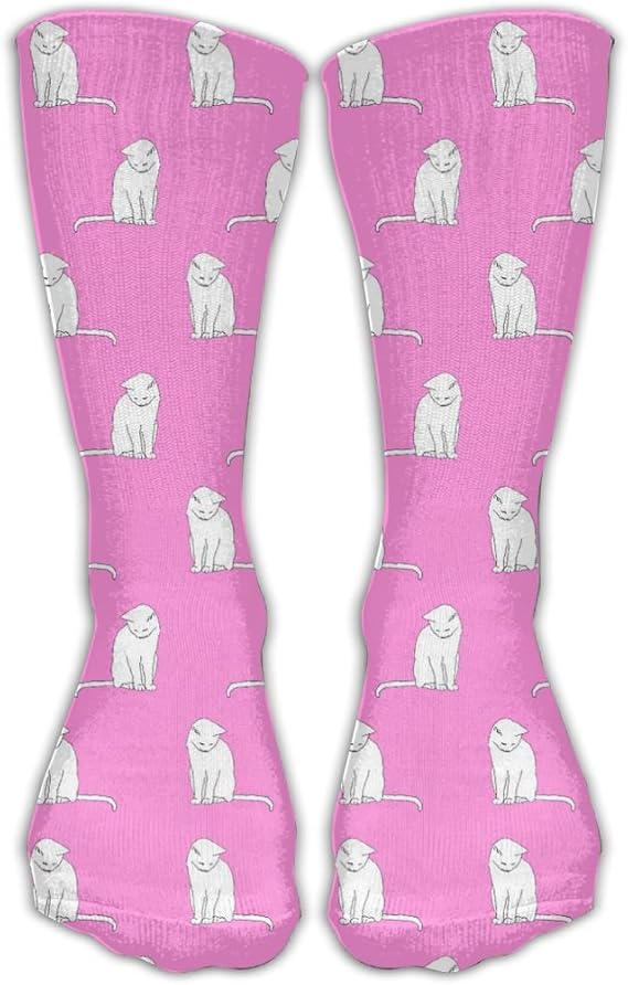 Cotton Pink White Cat Kitten Casual Socks Crew Socks Clothing