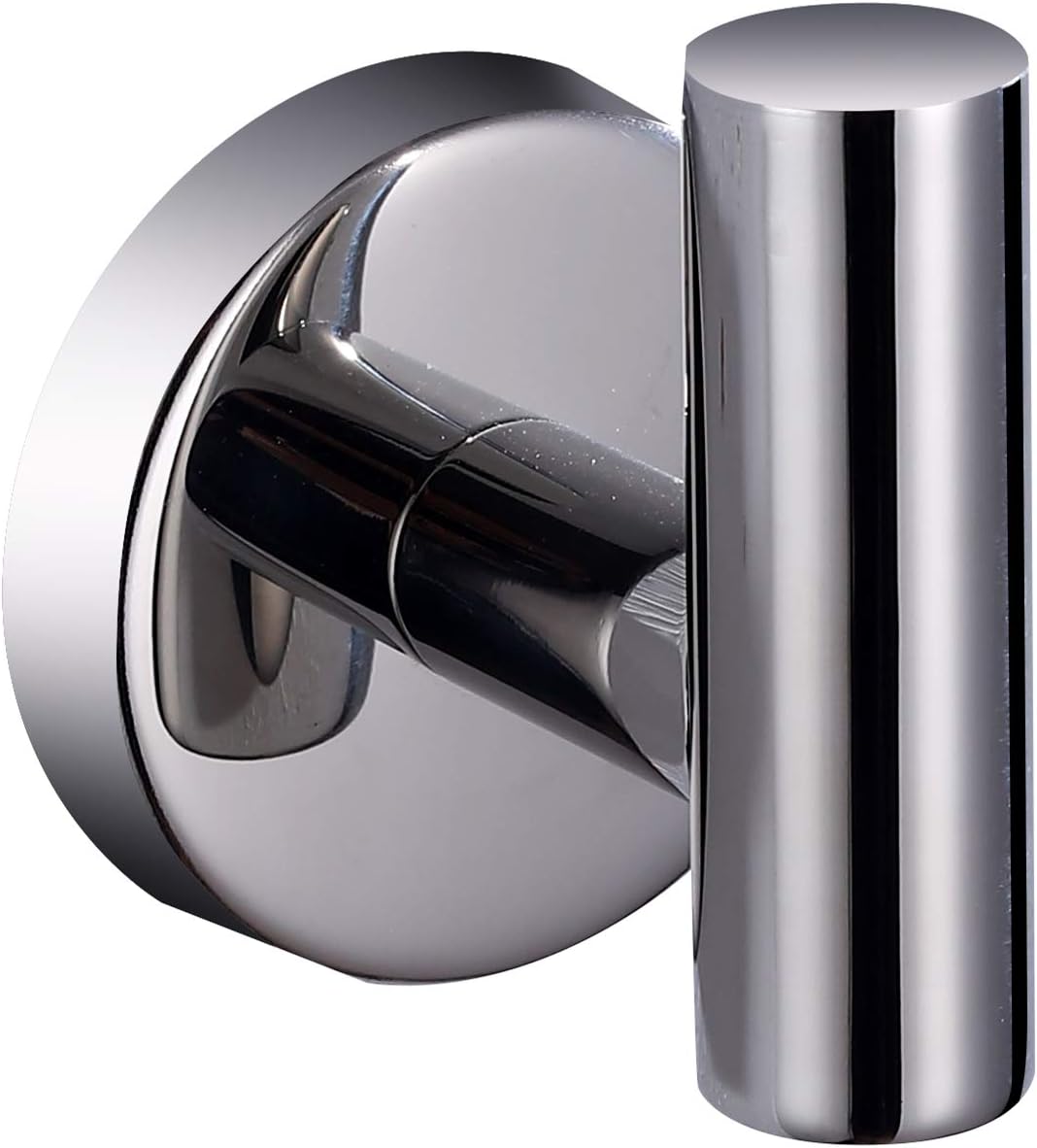 Homovater 304 Stainless Steel Chrome Finished Bathroom Single Towel Hook Modern Towel Robe Coat Hook Luxury Circle Base Bathroom Accessory