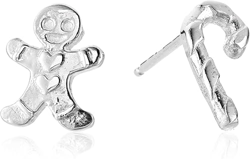 Amazon Alex Woo Mini Add スターリングシルバー キャンディケーンとジンジャーブレッドマン スタッドピアス チャーム 通販