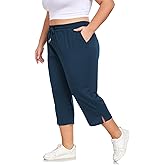 ForHailey Plus Size Capri Pants for Women Loose Fit Yoga Pants with Pockets Workout Activewear Sweatpants