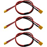 LINSYRC 3-Pack XT30 Extension Cable XT-30 Plug Male to Female Connector Adapter with 30cm 16AWG Silicone Wire for RC Drone an