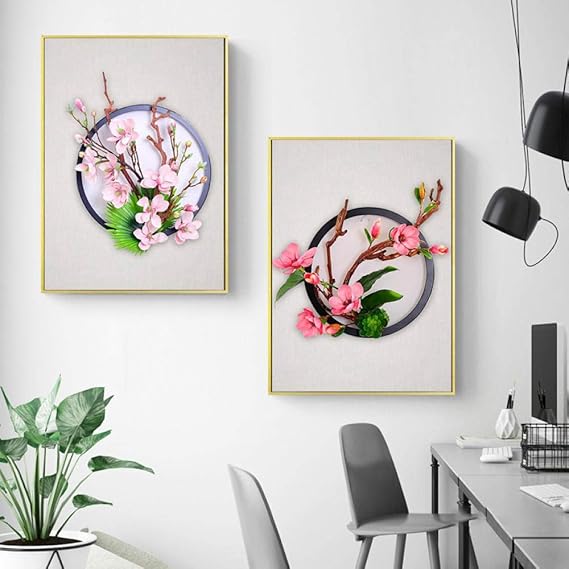 DHLHL Nuevo Cartel de Estilo Chino Flores Pintura Rosa Ciruela Flor