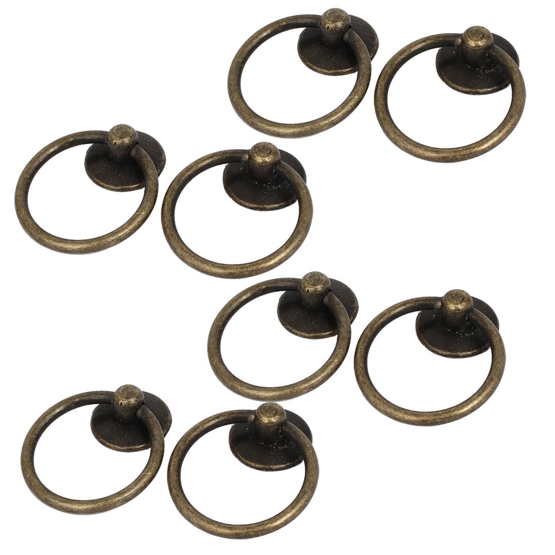 Sourcingmap Furniture Drawer Door 52mmx43mmx13mm Retro Style Ring Pull Handles Bronze Tone 8pcs