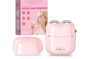 BRIGHTUP Facial Hair Removal for Women - Painless Electric Face Shaver for Peach Fuzz & Sensitive Skin, USB-C Rechargeable Hair Remover for Upper Lip & Chin,IPX7 Mini Portable for Smooth Skin at Home & Travel