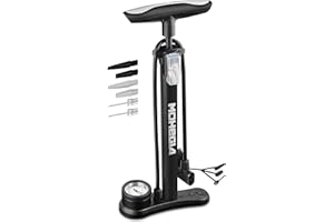 MOHEGIA Bike Floor Pump with Gauge: Air Bicycle Pump with High Pressure 160 PSI,Fits Schrader and Presta Valve -Inflator with Ball Pump Needles for MTB Road Bike, Ball, Balloon, Inflatables