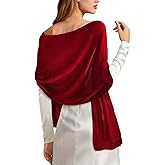 E-Clover Women Red Velvet Scarfs Shawls and Wraps for Evening Dresses Wedding Shawl Wraps for Dress Accessories Winter