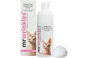 Sphynx Rinse Free Cleansing Foam - Wipe & Go Mattifying Rice Water & Honey Formulation, Natural & Lick-Safe, Shampoo Alternat
